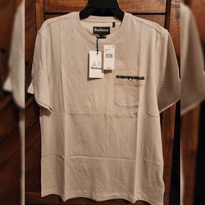 Barbour Tayside Tee, Mist, Off White, Large